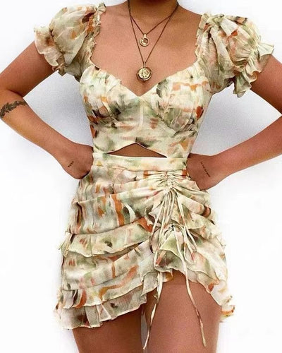 Completo romantic floreale Khaki MUST HAVE