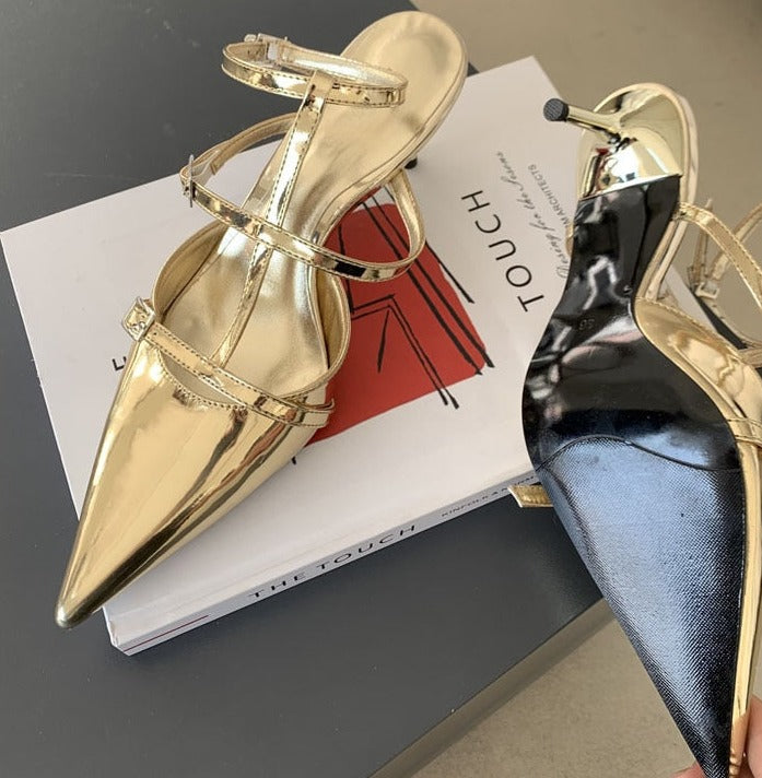 Sandalo punta metallic donna