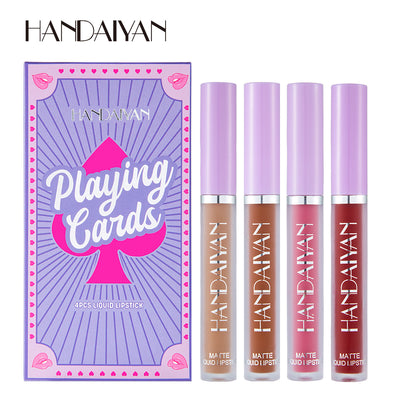HANDAIYAN Playing Card Lipstick Set Of 4 Matte Matte Non-Stick Cup Lipstick Lipstick eprolo BAD PEOPLE