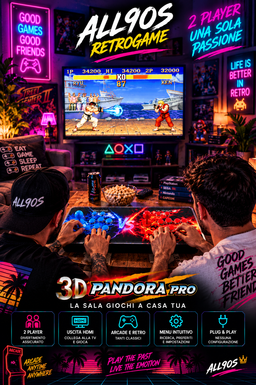 🔥 ALL90S PANDORA'S ARCADE STICK — IL SALOTTO DIVENTA UNA SALA GIOCHI 🎮
