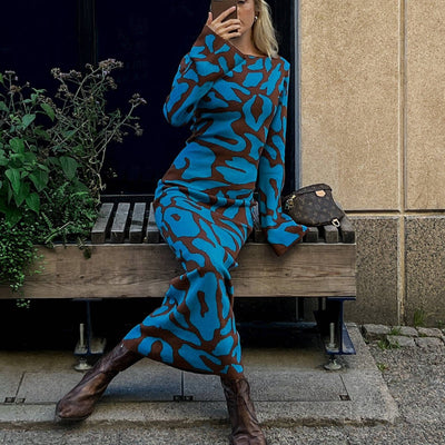 Abito lungo fantasia manica lunga donna eprolo BAD PEOPLE