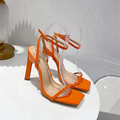 Sandalo aperto donna con tacco Orange MUST HAVE