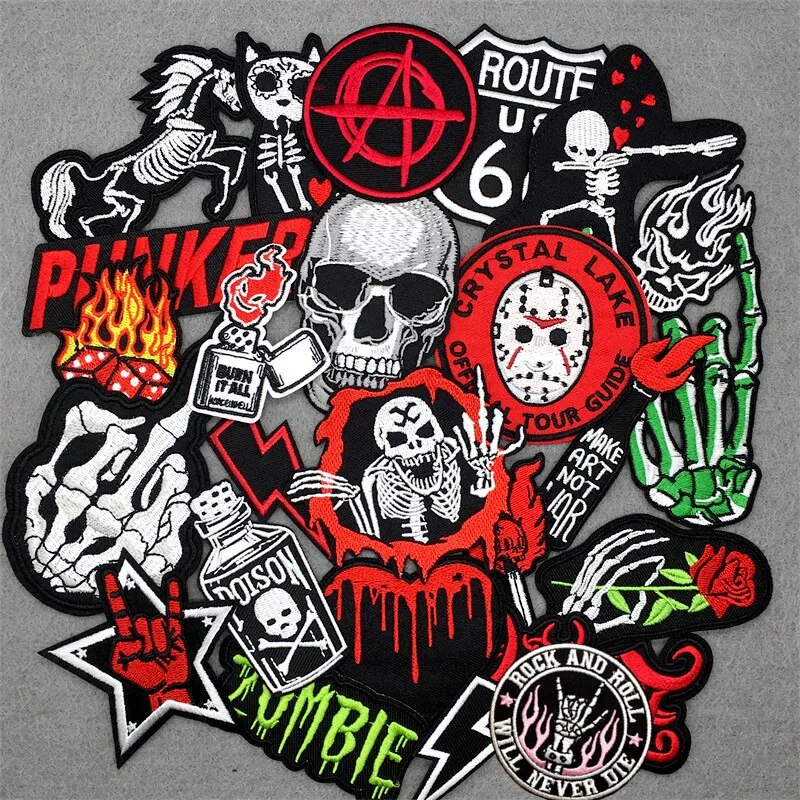25pcs punk rock patch ricamate