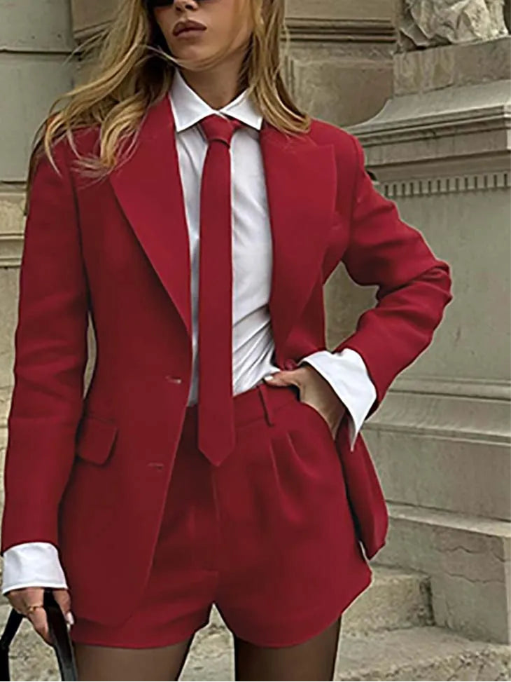 Elegant Red Women's Two Pieces Set