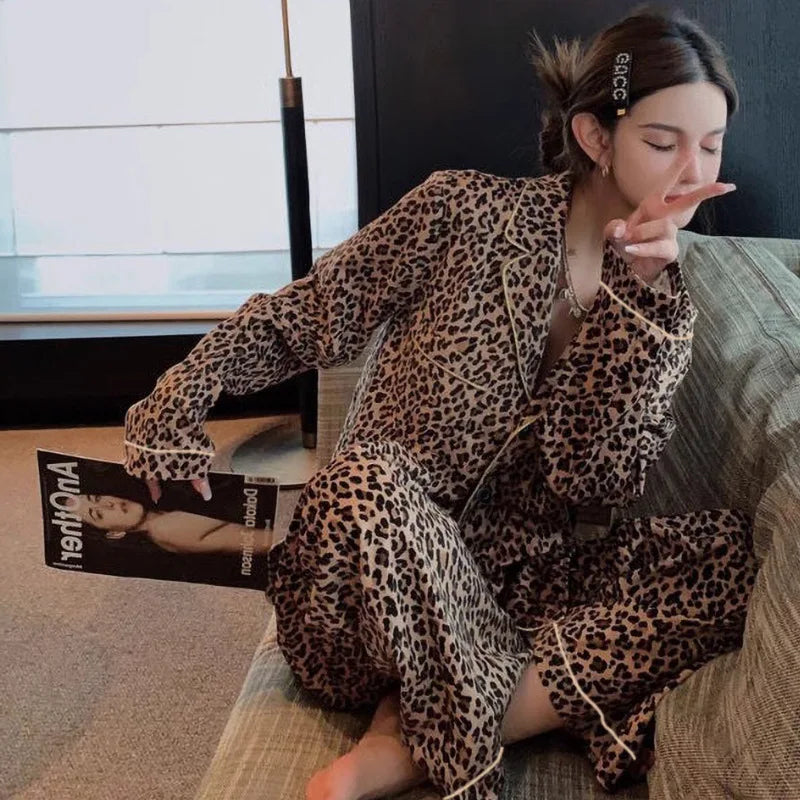 Leopard Sleepwear Women Pajama Sets