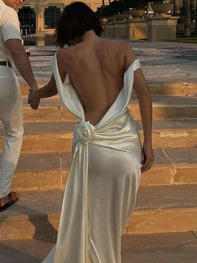 Satin Backless Sexy Maxi Dress