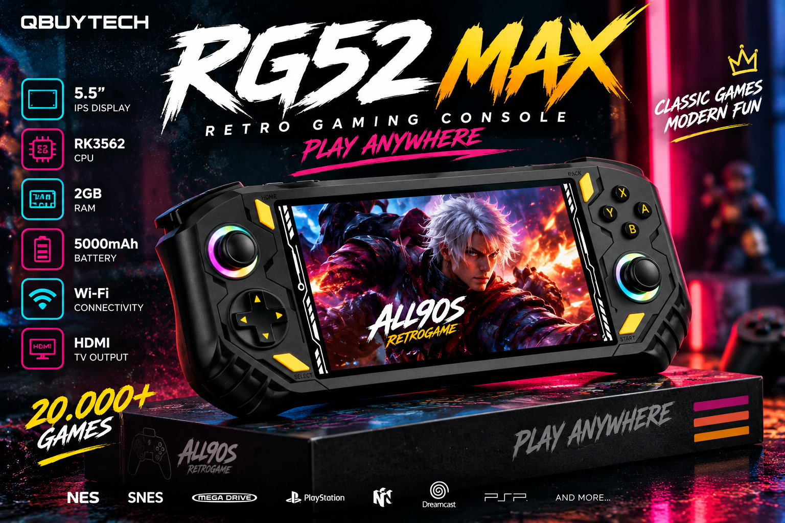 ALL90S RG52 MAX STOCK 🔥 5.5” – LA RETROCONSOLE CHE NON SCHERZA