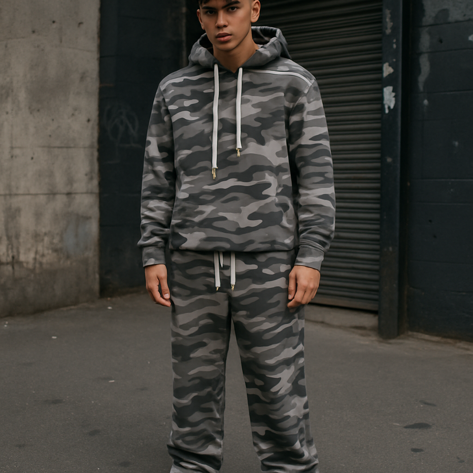 Completo tuta fondo largo streetwear camouflage