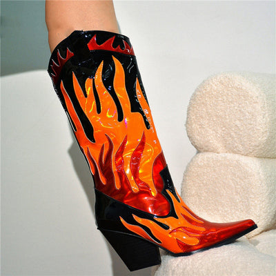Texano stivale camperos flame donna con tacco MUST HAVE
