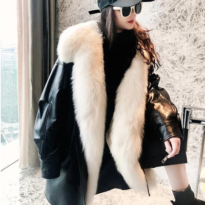 Faux Fur Warm Coats Vintage Jackets Loose BLACK MUST HAVE