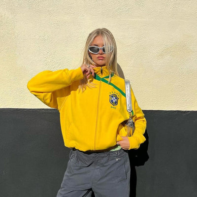 Felpa full zip ricami brasile donna y2k MUST HAVE