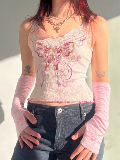 Maglia tank top farfalla y2k donna MUST HAVE